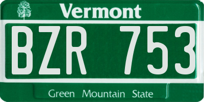 VT license plate BZR753