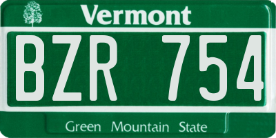 VT license plate BZR754
