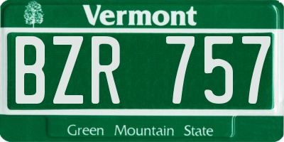 VT license plate BZR757