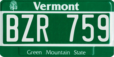 VT license plate BZR759