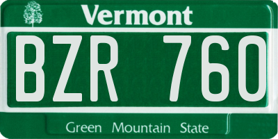 VT license plate BZR760