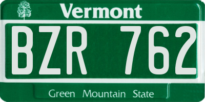 VT license plate BZR762