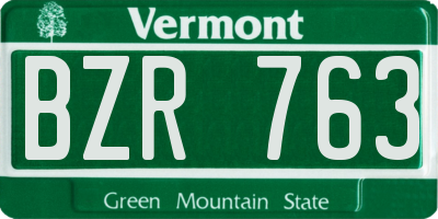 VT license plate BZR763