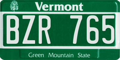VT license plate BZR765