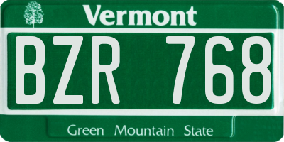 VT license plate BZR768