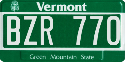 VT license plate BZR770