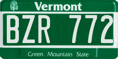 VT license plate BZR772