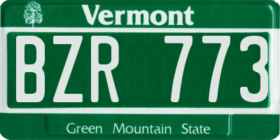VT license plate BZR773