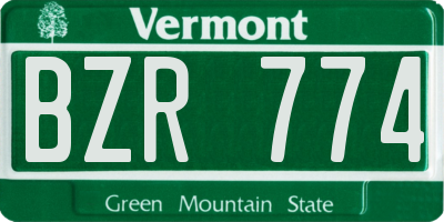 VT license plate BZR774