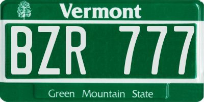 VT license plate BZR777