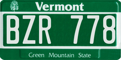 VT license plate BZR778