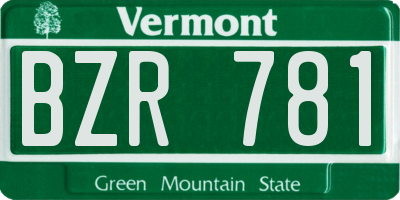 VT license plate BZR781