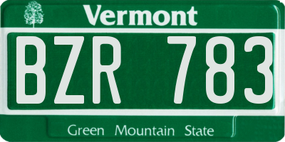 VT license plate BZR783