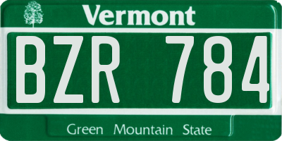 VT license plate BZR784
