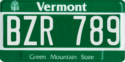 VT license plate BZR789