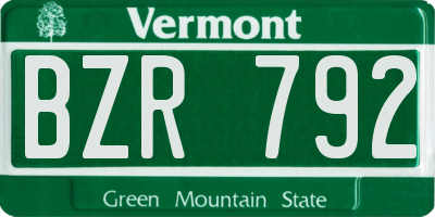 VT license plate BZR792
