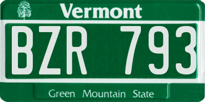 VT license plate BZR793