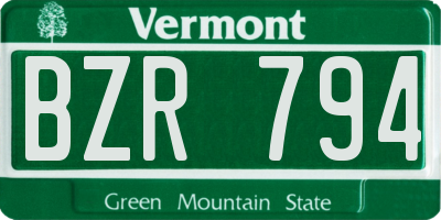 VT license plate BZR794