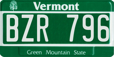 VT license plate BZR796