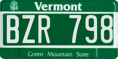 VT license plate BZR798