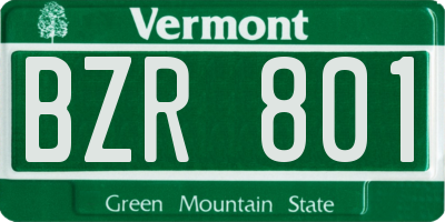 VT license plate BZR801