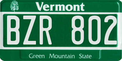 VT license plate BZR802