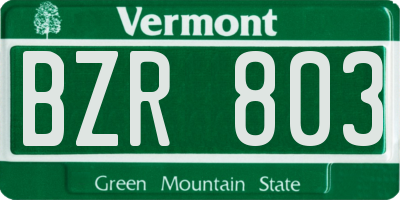VT license plate BZR803