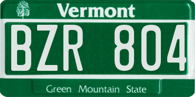 VT license plate BZR804