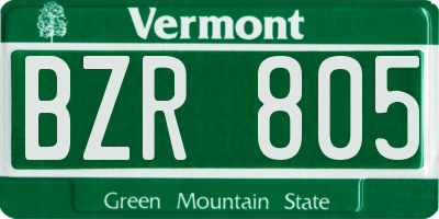 VT license plate BZR805