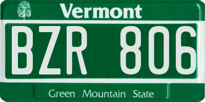 VT license plate BZR806