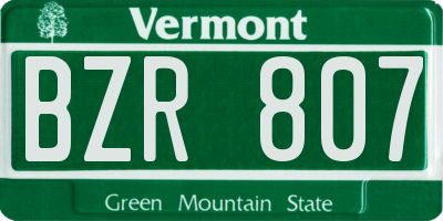 VT license plate BZR807
