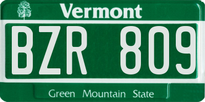 VT license plate BZR809