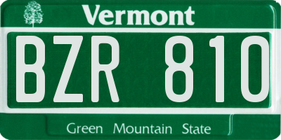 VT license plate BZR810