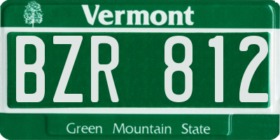 VT license plate BZR812