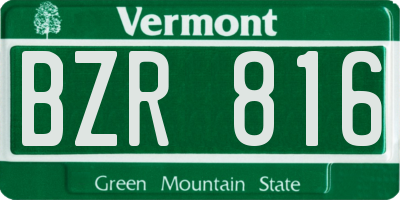VT license plate BZR816