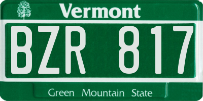 VT license plate BZR817