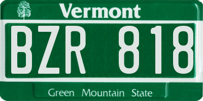 VT license plate BZR818