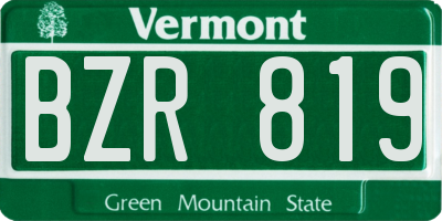 VT license plate BZR819