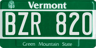VT license plate BZR820