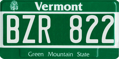 VT license plate BZR822