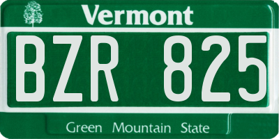 VT license plate BZR825