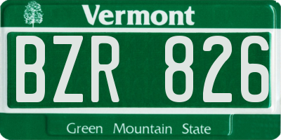 VT license plate BZR826
