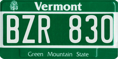 VT license plate BZR830