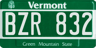 VT license plate BZR832