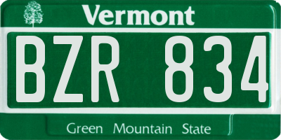 VT license plate BZR834