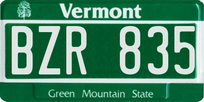 VT license plate BZR835