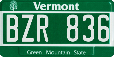 VT license plate BZR836