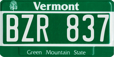 VT license plate BZR837