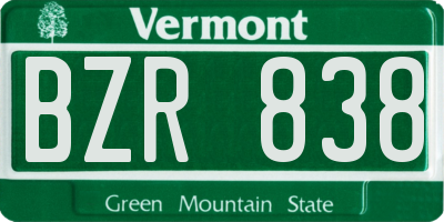 VT license plate BZR838