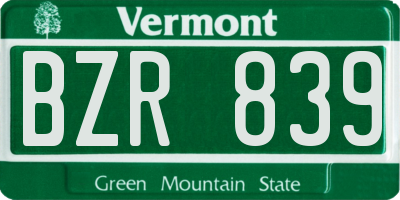 VT license plate BZR839